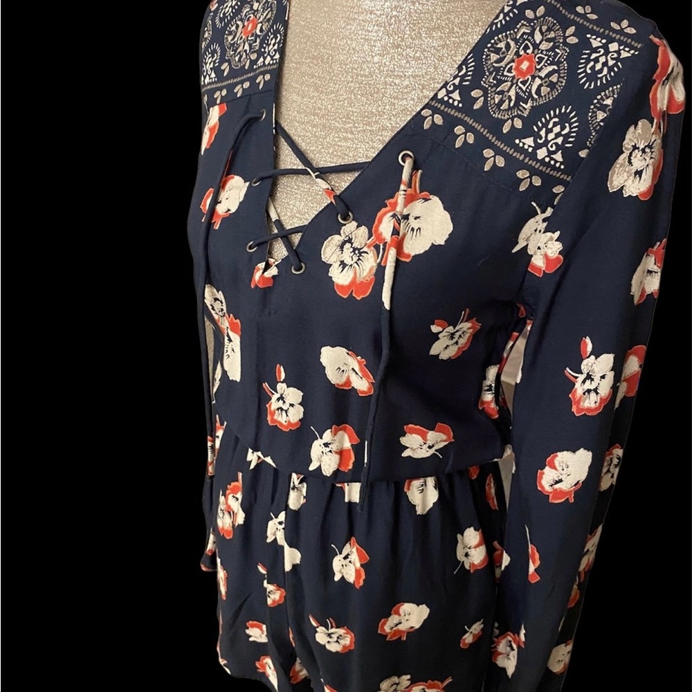 Abercrombie & Fitch Floral Lace-Up Romper/Jumper